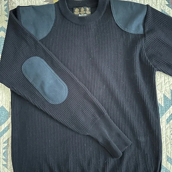 Barbour Sporting Sweater Crew Navy Blue Wool